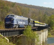 The Potomac Eagle Scenic Railroad crosses the South Branch of the Potomac River